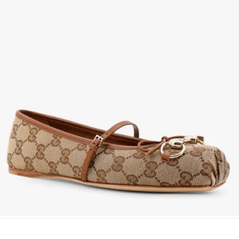 GUCCI horsebit GG logo supreme leather ballerina ballet flats - Picture 4 of 5